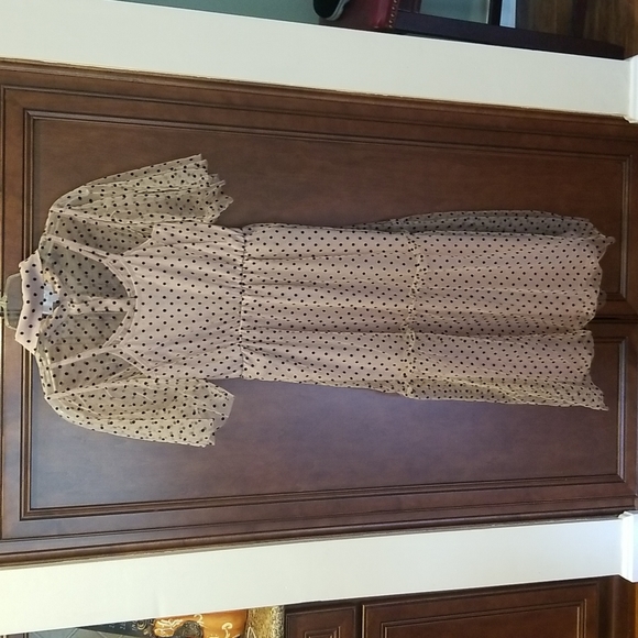 Dotted Darling Mini Dress Blush Pink Black Sz 4 Hole Read Vintage Inspired Retro - Picture 5 of 8